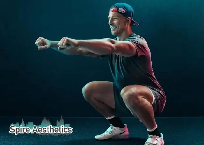 Image of man build leg muscle Underwood through exercise